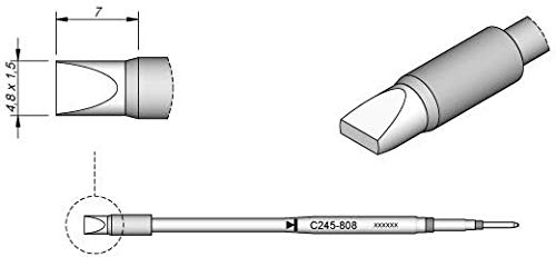 JBC Lötspitze Serie C245 Meißelform, C245808/4,8 x 1,5 mm, gerade, 20 mm länger C245808 (Lötkartusche 2045 2245 Loetkartusche Loetspitze Lötpatrone Loetpatrone Meißelspitze C245 bleifrei) von JBC