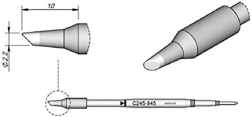 JBC Lötspitze Serie C245, Rundform, C245945/Ø 2,2 mm, abgeschrägt C245945 (Lötkartusche Lötpatrone Loetspitze Loetkartusche Loetpatrone 2245 2045 bleifrei) von JBC