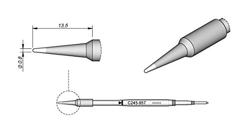 JBC Lötspitze Serie C245, Rundform, C245957/Ø 0,8 mm, gerade C245957 (Lötkartusche Lötpatrone Loetspitze Loetkartusche Loetpatrone 2245 2045 bleifrei) von JBC