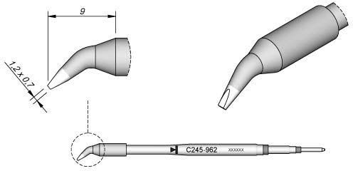 JBC Lötspitze Serie C245 Meißelform, C245962/1,2 x 0,7 mm, gebogen C245962 (Lötkartusche 2045 2245 Loetkartusche Loetspitze Lötpatrone Loetpatrone Meißelspitze C245 bleifrei) von JBC