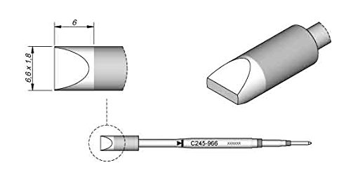 JBC Lötspitze für T245, Meißelförmig, 6,5 x 1,7 mm, 100 mm, Kabelgebunden, Tragbar, Elektronik von JBC