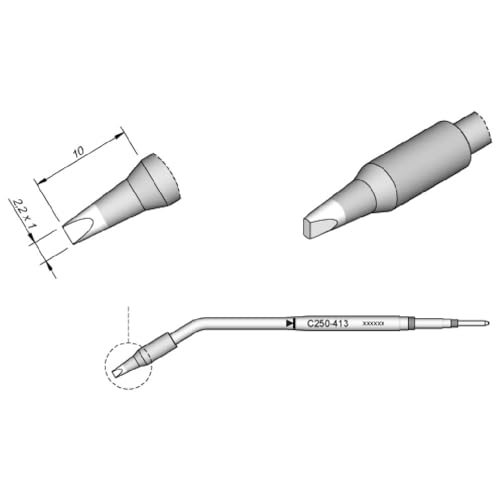 JBC Lötspitze Serie C250, Meißelform, C250413/2,2 x 1 mm, gerade C250413 (2500 AL-2500 AL250 Loetkartusche Loetpatrone Loetspitze Lötkartusche Lötpatrone) von JBC