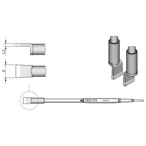 JBC Lötspitze Serie C420, C420274/6,0 mm, für Dual-In-Line-IC C420274 (Lötkartusche Lötpatrone Loetspitze Loetkartusche Loetpatrone Löt-/Entlötspitze) von JBC