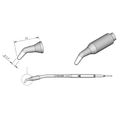 JBC Lötspitze Serie C130, Rundform, C130409/Ø 1,7 mm, gebogen C130409 (Lötkartusche Lötpatrone Loetspitze Loetkartusche Loetpatrone AP130 AP1300 1300) von JBC