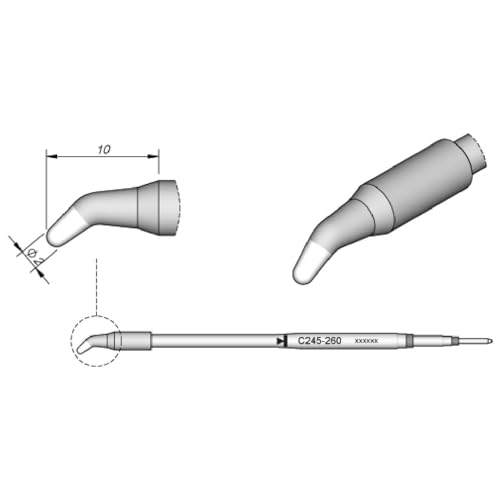 JBC Lötspitze Serie C245, Rundform, C245260/Ø 2,0 mm, gebogen, High Thermal C245260 (Lötkartusche Lötpatrone Loetspitze Loetkartusche Loetpatrone 2245 2045 bleifrei) von JBC