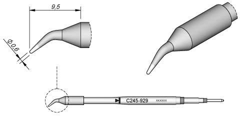 JBC Lötspitze Serie C245, Rundform, C245929/Ø 0,6 mm, gebogen C245929 (Lötkartusche Lötpatrone Loetspitze Loetkartusche Loetpatrone 2245 2045 bleifrei) von JBC