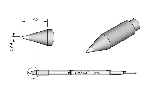 JBC Lötspitze Serie C245, Rundform, C245937/Ø 0,6 mm, gerade, High Thermal C245937 (Lötkartusche Lötpatrone Loetspitze Loetkartusche Loetpatrone 2245 2045 bleifrei) von JBC