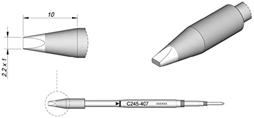 JBC Lötspitze Serie C245 Meißelform, C245407/2,2 x 1,0 mm, gerade, High Thermal C245407 (Lötkartusche 2045 2245 Loetkartusche Loetspitze Lötpatrone Loetpatrone Meißelspitze C245 bleifrei) von JBC