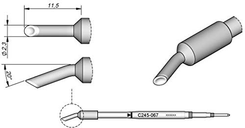 JBC Lötspitze Serie C245 Sondertypen, C245067/2,3 mm, Hohlkehle, gebogen C245067 (2045 2245 Loetkartusche Loetpatrone Loetspitze Lötkartusche Lötpatrone Wave) von JBC