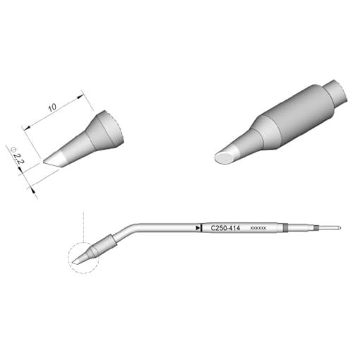 JBC Lötspitze Serie C250, Rundform, C250414/Ø 2,2 mm, abgeschrägt C250414 (Lötkartusche Lötpatrone Loetspitze Loetkartusche Loetpatrone AL250 2500 AL-2500) von JBC