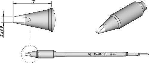 JBC Lötspitze Serie C470, Meißelform, C470013/2,0 x 0,9 mm, gerade C470013 (Lötkartusche 470 4700 C470- Loetkartusche Loetpatrone Loetspitze Lötpatrone T470) von JBC