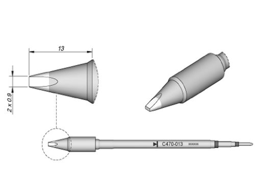 JBC Lötspitze Serie C470, Meißelform, C470015/6,0 x 1,7 mm, gerade C470015 (Lötkartusche 470 4700 C470- Loetkartusche Loetpatrone Loetspitze Lötpatrone T470) von JBC