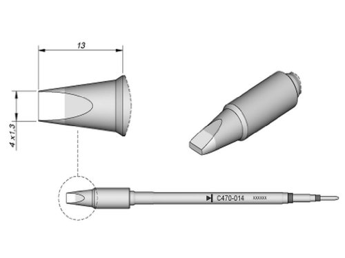 JBC Lötspitze Serie C470, Meißelform, C470016/7,5 x 1,7 mm, gerade C470016 (Lötkartusche 470 4700 C470- Loetkartusche Loetpatrone Loetspitze Lötpatrone T470) von JBC