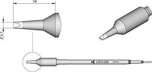 JBC Lötspitze Serie C470, Meißelform, C470034/3,5 x 1,5 mm, gebogen C470034 (Lötkartusche 470 4700 C470- Loetkartusche Loetpatrone Loetspitze Lötpatrone T470) von JBC