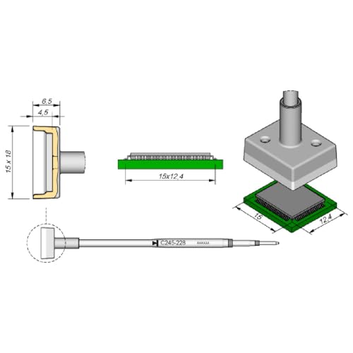 JBC SMD-Entlötspitze Serie C245, C245228/12,4 x 15,0 mm, für QFP/PLCC C245228 (2045 2245 C245 Loetkartusche Loetpatrone Loetspitze Lötkartusche Lötpatrone Lötspitze SMD Entlötspitze) von JBC