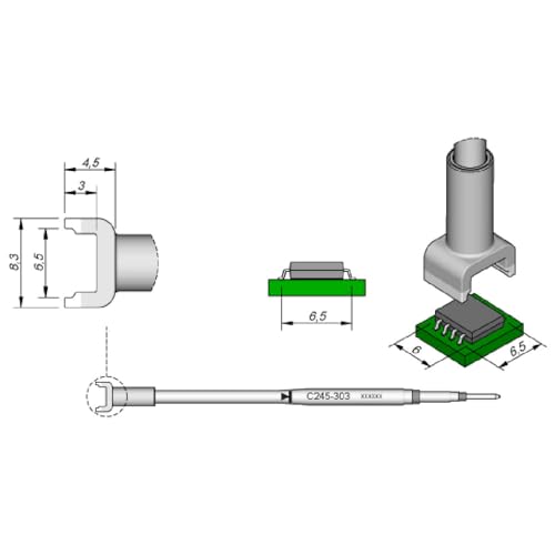 JBC SMD-Entlötspitze Serie C245, C245303/6,5 x 6,0 mm, für Dual-In-Line-IC C245303 (2045 2245 C245 Loetkartusche Loetpatrone Loetspitze Lötkartusche Lötpatrone Lötspitze SMD Entlötspitze) von JBC