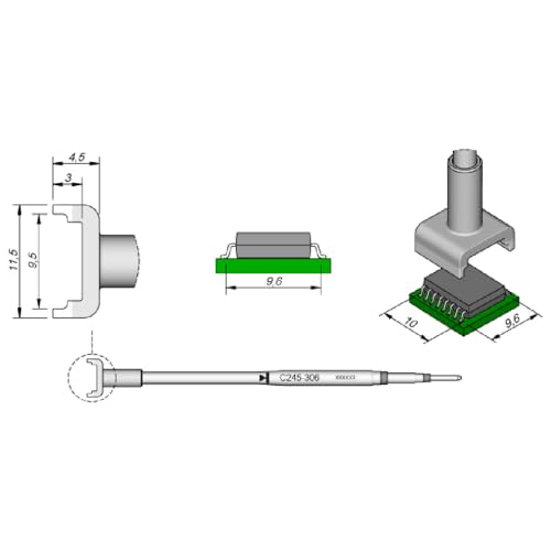 JBC SMD-Entlötspitze Serie C245, C245306/9,6 x 10 mm, für Dual-In-Line-IC C245306 (2045 2245 C245 Loetkartusche Loetpatrone Loetspitze Lötkartusche Lötpatrone Lötspitze SMD Entlötspitze) von JBC