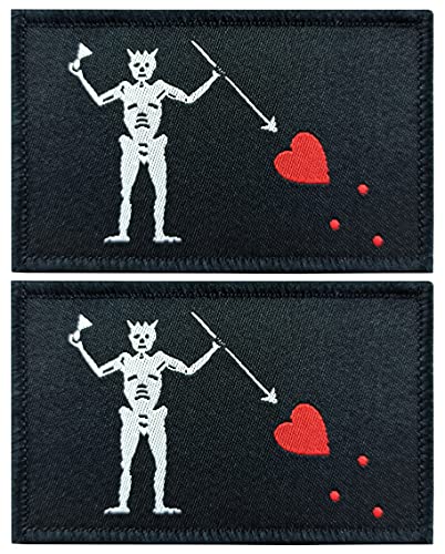 JBCD 2 Stück Blackbeard Flaggenaufnäher Pirat Edward Teach Flags Tactical Patch Pride Flag Patch für Kleidung Hut Patch Team Military Patch von JBCD