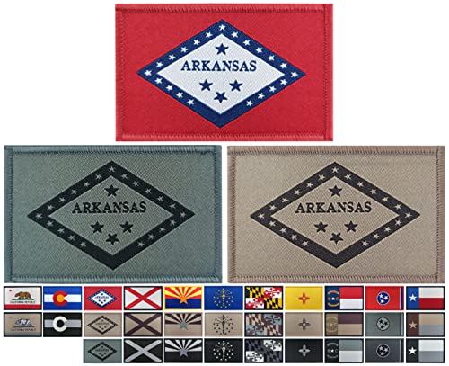 JBCD Aufnäher mit Arkansas-Flagge, taktischer Pride-Patch, für Kleidung, Hut, Militär, Patch, 3 Stück von JBCD