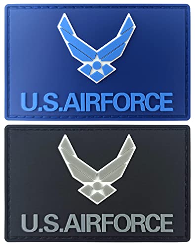 JBCD US Air Force Wings Flag Patch Tactical Military Patch - PVC Rubber Hook & Loop Fastener Patch (2 Pack) von JBCD