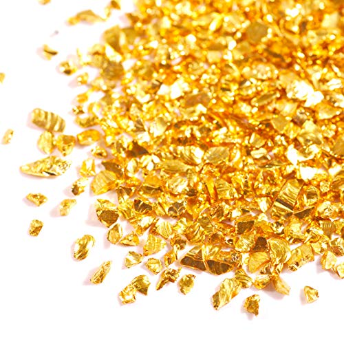 JBEIY Golden Zerkleinertem Glas Glitzer für Epoxidharz, 200g 2-4mm Unregelmäßigen klobig Glitzer, für Epoxidharz Füllstoff, Basteln, Vasenfüllung, Dekoration Herstellung von JBEIY