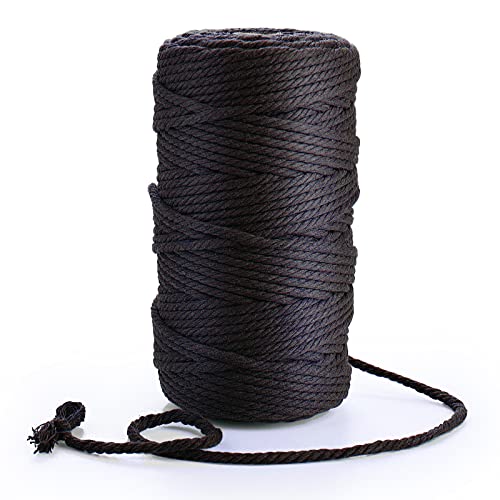 JBSON Premium Makramee Garn - 4mm x 100m,Baumwollgarn,Natürliches Baumwollgarn,Stickgarn,DIY Handwerk(4MM, Black) von JBSON