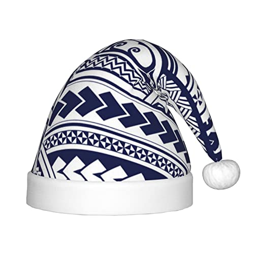 JBYJBX Blaue polynesische Maori-Stammesmuster-Druck, Weihnachtsmütze, Outdoor-Weihnachtszubehör, Partys, Unisex, Urlaub, Kopfbedeckung und Geschenk von JBYJBX