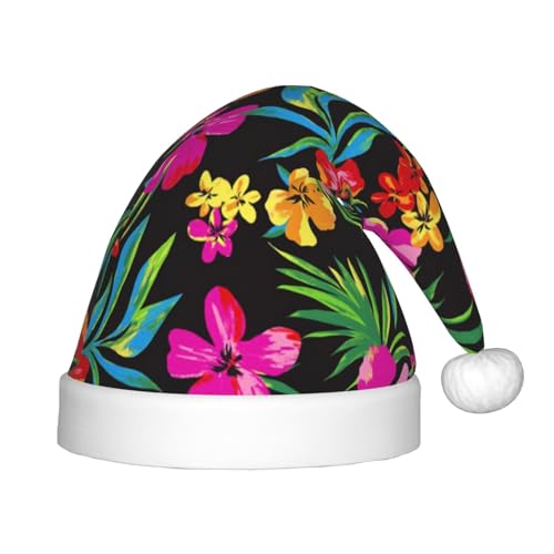 JBYJBX Hawaiianischer Blumendruck, Weihnachtsmütze, Outdoor-Weihnachtszubehör, Partys, Unisex, Urlaub, Kopfbedeckung und Geschenk von JBYJBX