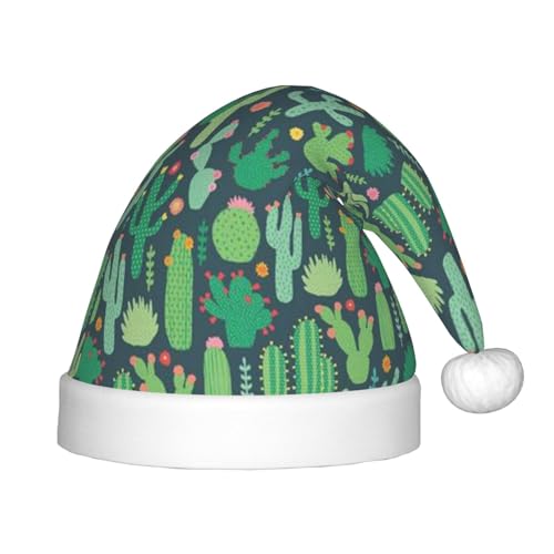 JBYJBX Niedlicher Kaktus, nahtloser Illustrationsdruck, Weihnachtsmütze, Outdoor-Weihnachtszubehör, Partys, Unisex-Hut, Urlaub, Kopfbedeckung und Geschenk von JBYJBX