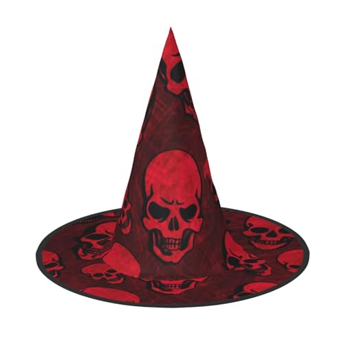 JBYJBX Roter Totenkopf-Druck, Halloween-Hut, Kostüme, Hexenhut für Party und Cosplay, Hexenparty-Dekorationen von JBYJBX