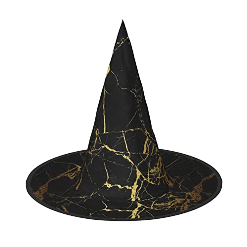 JBYJBX Schwarz-goldener Marmor-Druck, Halloween-Hut, Kostüme, Hexenhut für Party und Cosplay, Hexenparty-Dekorationen von JBYJBX