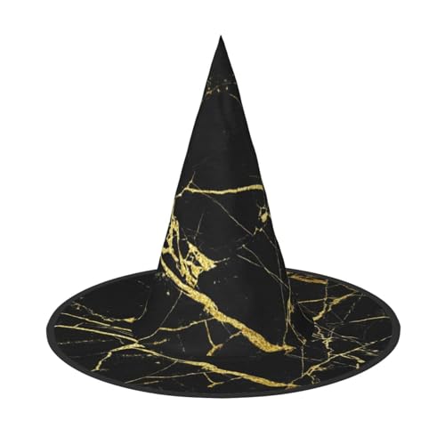 JBYJBX Schwarz-goldener Marmor-Druck, Halloween-Hut, Kostüme, Hexenhut für Party und Cosplay, Hexenparty-Dekorationen von JBYJBX