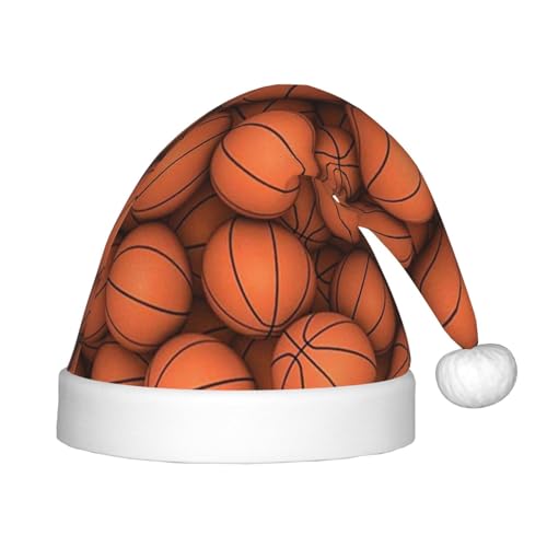 JBYJBX Weihnachtsmütze mit Basketball, orangefarbener Druck, Outdoor-Zubehör, Partys, Unisex, Urlaub, Kopfbedeckung und Geschenk von JBYJBX