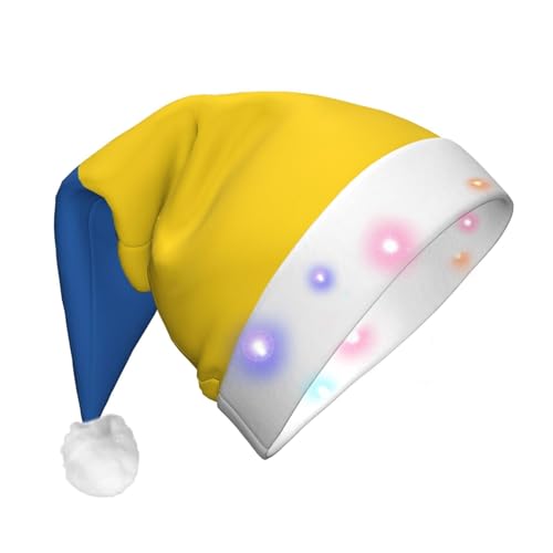 JBYJBX Weihnachtsmütze mit Flagge der Ukraine, LED-Weihnachtsmütze für Erwachsene, Weihnachtsmütze mit Lichtern, Weihnachtszubehör von JBYJBX