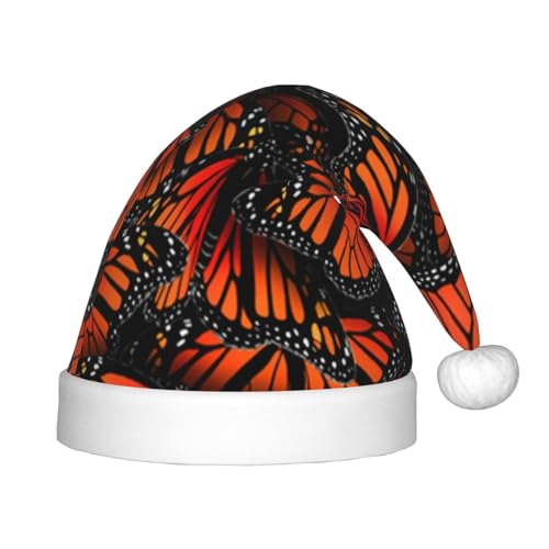 JBYJBX Weihnachtsmütze mit Monarch-Schmetterling-Aufdruck, Outdoor, Weihnachtszubehör, Partys, Unisex, Urlaub, Kopfbedeckung und Geschenk von JBYJBX