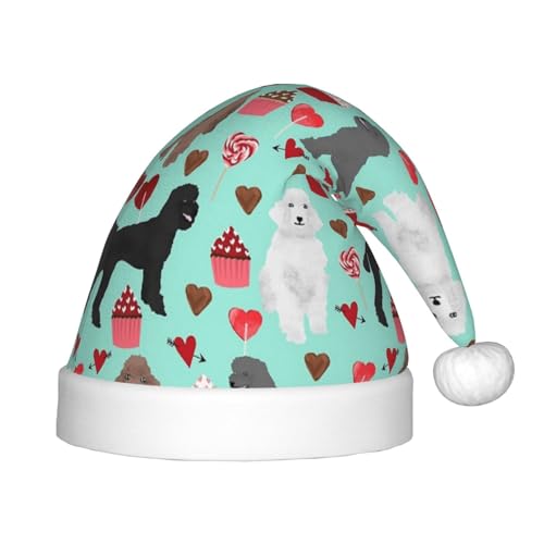 JBYJBX Weihnachtsmütze mit Pudel-Hunde-Aufdruck, für den Außenbereich, Weihnachtszubehör, Partys, Unisex, Urlaub, Kopfbedeckung und Geschenk von JBYJBX