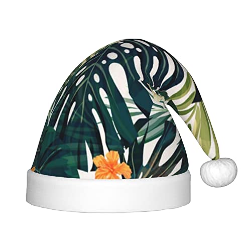 JBYJBX Weihnachtsmütze mit tropischem Sommer, Hawaii-Blume, Palmblätter, Outdoor, Weihnachten, Accessoires, Partys, Unisex, Urlaub, Kopfbedeckung und Geschenk von JBYJBX