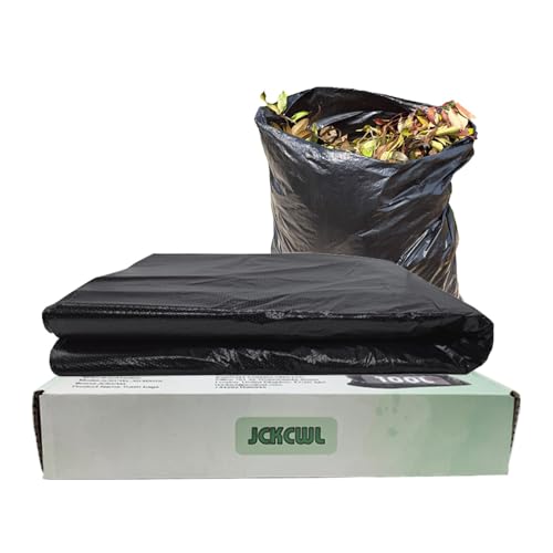 JCKCWL Schwarze Müllsäcke, 100 l, Müllbeutel, stark, sicher, 40 Stück, 3,3 μm, 80 x 100 cm von JCKCWL