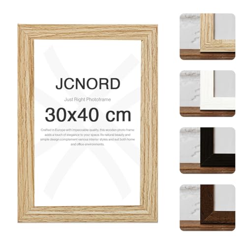 JCNORD MDF Eichenfarbener Holz Bilderrahmen 30x40 cm mit bruchsicherem Acrylglas | Moderner Fotorahmen für Wände und Tische von JCNORD