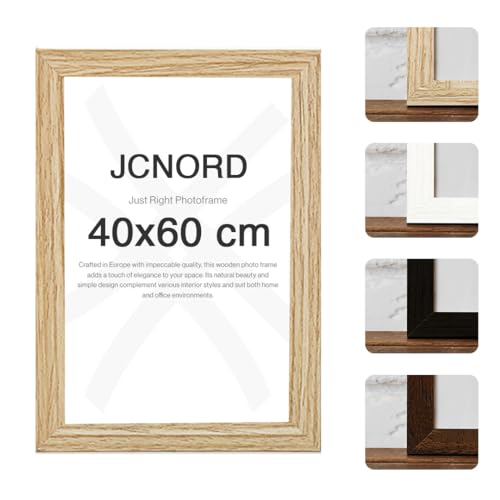 JCNORD MDF Eichenfarbener Holz Bilderrahmen 40x60 cm mit bruchsicherem Acrylglas | Moderner Fotorahmen für Wände und Tische von JCNORD