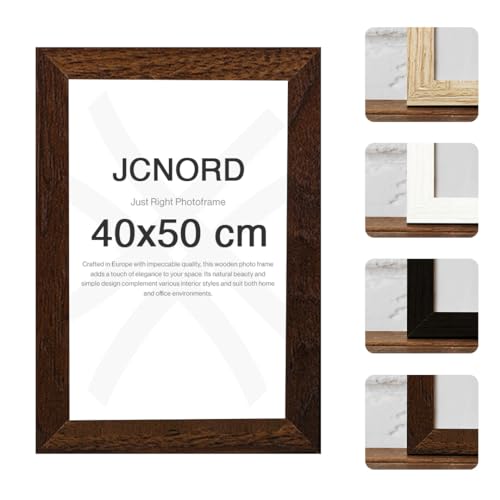 JCNORD MDF Walnussfarbener Holz Bilderrahmen 40x50 cm mit bruchsicherem Acrylglas | Moderner Fotorahmen für Wände und Tische von JCNORD