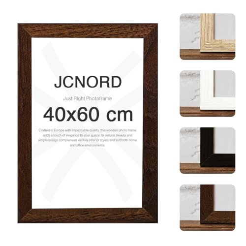 JCNORD MDF Walnussfarbener Holz Bilderrahmen 40x60 cm mit bruchsicherem Acrylglas | Moderner Fotorahmen für Wände und Tische von JCNORD