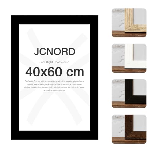 JCNORD Schwarzer MDF Holz Bilderrahmen 40x60 cm mit bruchsicherem Acrylglas | Moderner Fotorahmen für Wände und Tische von JCNORD