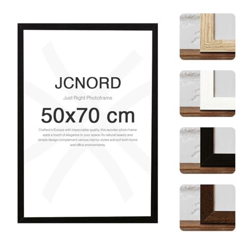 JCNORD Schwarzer MDF Holz Bilderrahmen 50x70 cm mit bruchsicherem Acrylglas | Moderner Fotorahmen für Wände und Tische von JCNORD