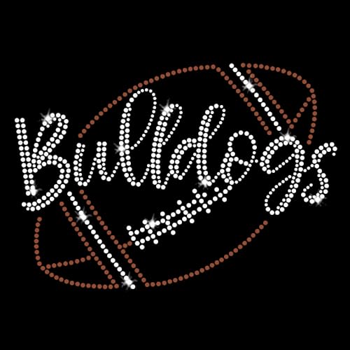 Bulldogs Script Football Sparkly Iron on Rhinestone Crystal and Rhinestud Transfer-T-Shirt JCS Rhinestones von JCS Rhinestones