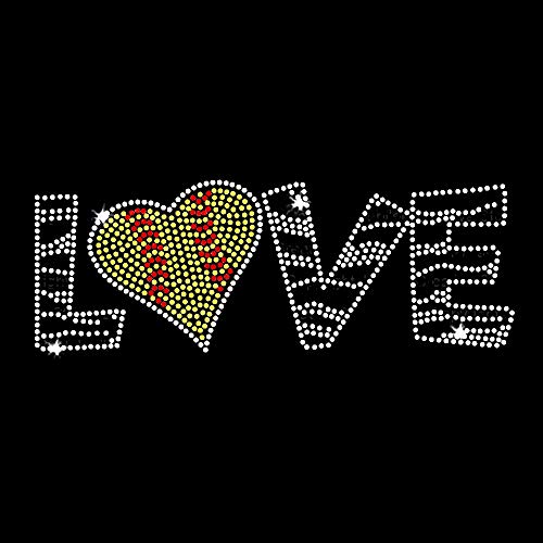 Love Softball Iron On Rhinestone Crystal T-Shirt Transfer by Jubilee Rhinestones by Jubilee Rhinestones von JCS Rhinestones