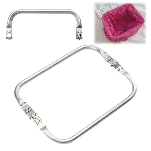 JCUGSBS 2 Stück 20,5cm Aluminium-Geldbeutel-Rahmen Kiss-Verschluss-Innen röhrenförmiger Rahmen quadratisch zusammen gebauter Taschen-Kupplungs Rahmen für DIY Craft-Dinner-Beutel-Beutel von JCUGSBS