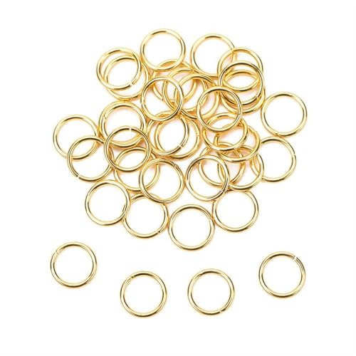 JCUIyon 100 Stück Edelstahl offene Biegeringe 3 4 5 6 7 8 10 mm Spaltringe Endverbinder for Armband Halskette DIY(Gold,6mm) von JCUIyon