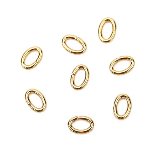 JCUIyon 100 Stück ovale Starke Biegeringe aus Edelstahl in Goldfarbe, Geteilte Ringe, Verbinder zur Herstellung von Armbändern und Halsketten(Gold,4x6mm) von JCUIyon