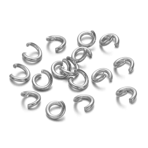 JCUIyon 100 Teile/los Edelstahl Offene Biegeringe Split Ringe Anschlüsse for DIY Herstellung Zubehör 3mm 5mm(Silver,0.6x3mm) von JCUIyon